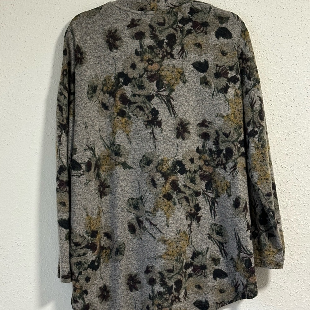 NWT ULLA POPKEN zip Up Sweater Size 12/14 Grays, Maroon & Green Very Soft. - Picture 9 of 11